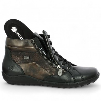 chaussure femme marron-noir semelle amovible grande pointure, vue détails