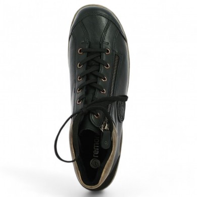 Remonte 42, 43, 44, 45 black round-toe sneakers, top view