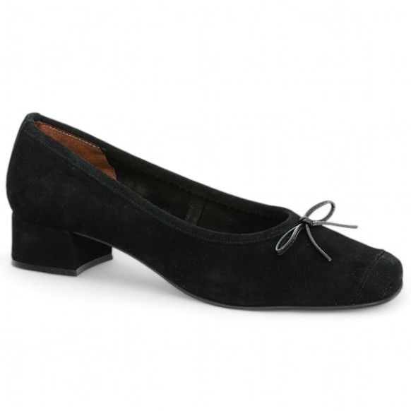 ballerine petit talon velours noir 42, 43, 44, 45 Folie's, vue profil ballerine petit talon velours noir 42, 43, 44, 45 Folie's, vue profil
