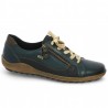 R1440-14 Baskets cuir bleu grande taille femme confort, vue profil