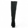 Women's black velvet boots with square toe, small heel, large Shoesissime size, rear view