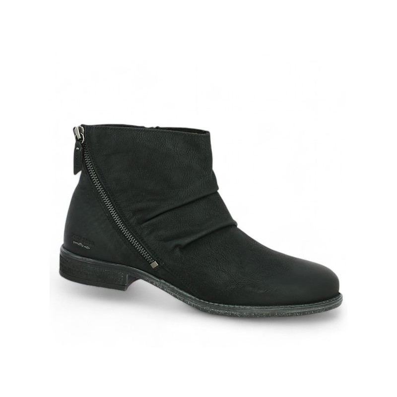 Sienna 10 ankle boot Josef Seibel large size woman flat black leather, profile view