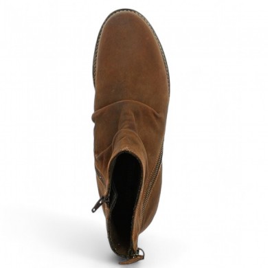 women's 42, 43, 44, 45 Shoesissime camel round-toe flat bootie, top view