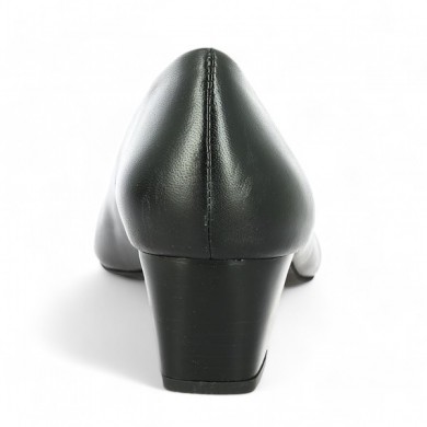 Elise - Black leather small heel office shoes - Escarpins grande taille - Shoesissime