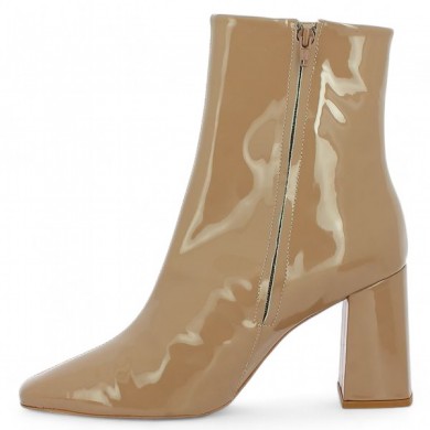 Maeva - Beige patent fashion boots - Beige patent boots 42, 43, 44, 45 - Shoesissime