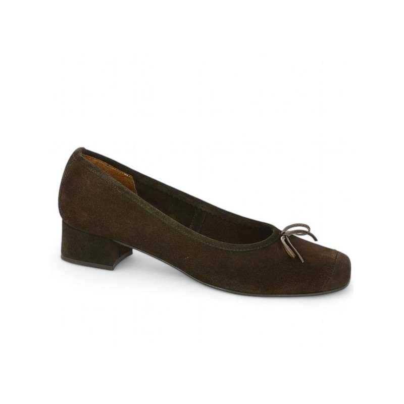 Vica Ballerine a talon cuir marron Chaussures femmes grande taille Shoesissime