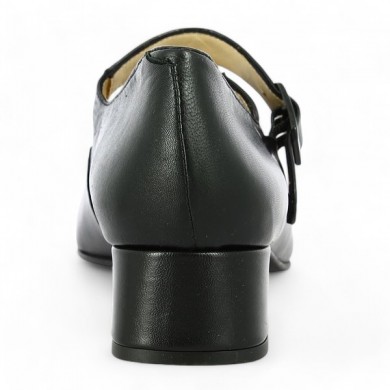 Janice - Ballerine noire à bride petit talon - Chaussures femme grande taille - Shoesissime