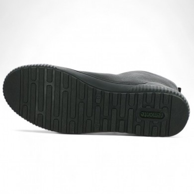 Tao - Basket montante femme cuir noir D0779-00 - Sneakers Remonte grande taille - Shoesissime