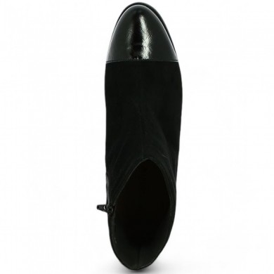 Natty - Bottine à talon noire bout vernis - Boots à talon femme 42, 43, 44, 45 - Shoesissime