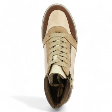 D0778-60 Baskets montante femme Remonte beige camel grande size, vue dessus