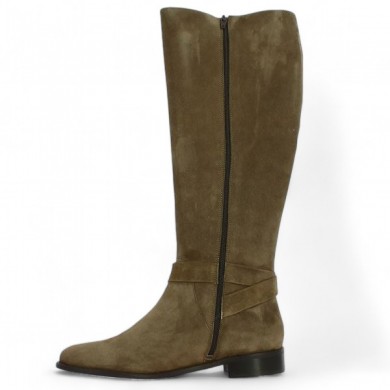 Shoesissime women's riding boots 42, 43, 44, 45 taupe leather bow, inside view