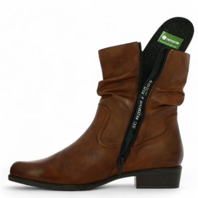 Anita - D6886-22 Boots plate camel plissée - Bottines Remonte grande taille - Shoesissime