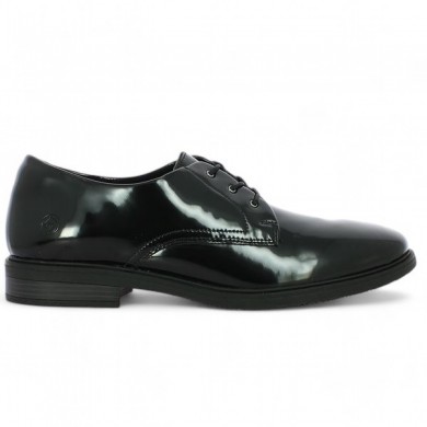 D1U02-00 derby femme vernis noir grande pointure Remonte, vue coté