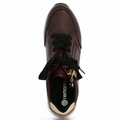 D0T03-35 Chaussures femme talon compensé Remonte grande pointure cuir bordeaux, vue dessus