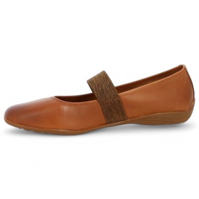 ballerine élastiquée cuir camel chaussures grande pointure Shoesissime, vue intérieure
