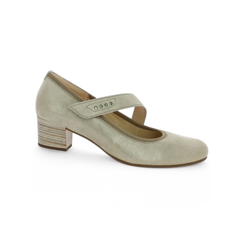 Escarpin beige grande pointure semelle amovible 66.149.14 Gabor Shoesissime, vue profil