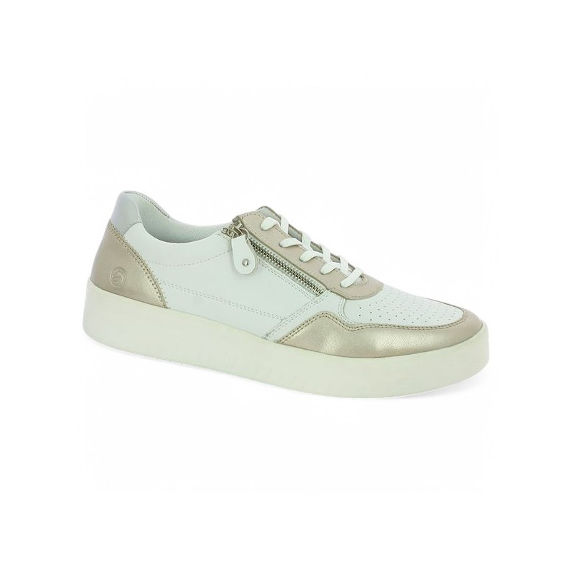 D0J05-81 Baskets grande taille femme blanche et dorée 42, 43, 44, 45 Shoesissime, vue profil