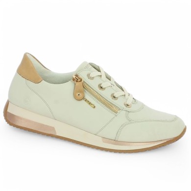 D0H11-81 baskets femme Remonte grande taille blanche et dorée, vue coté