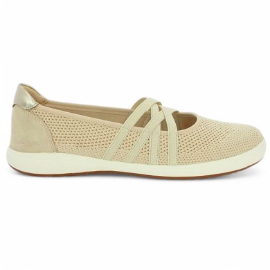 Ballerine beige élastiquée sport grande pointure Josef Seibel, vue coté
