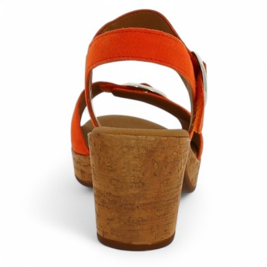 Sabot réglable Gabor 42, 42.5, 43, 44 velours orange Shoesissime, vue talon