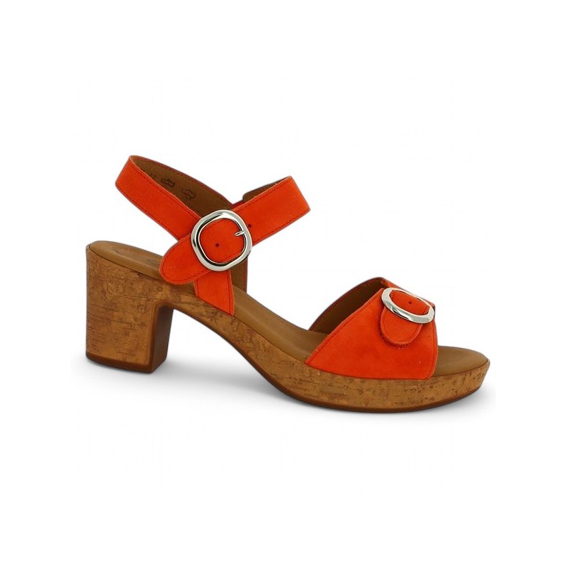 Sandale Gabor 64.64.13 orange talon liège grande pointure Shoesissime, vue profil