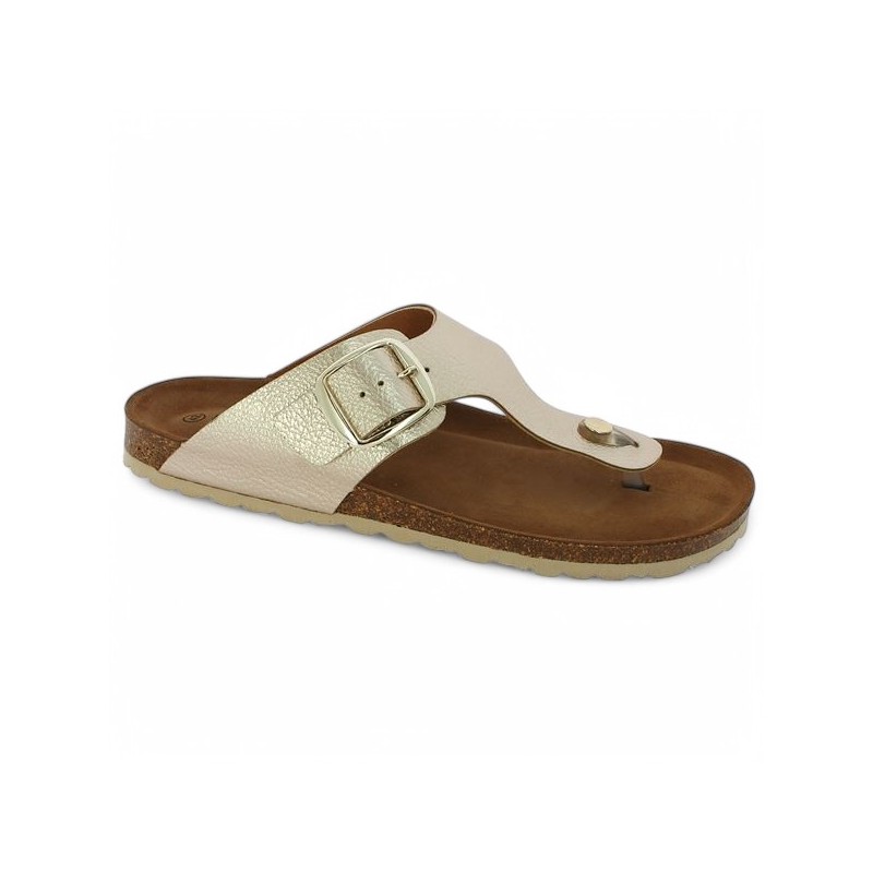 mule femme grande taille dorée entredoigts Shoesissime, vue profil