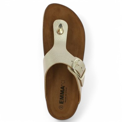 mule dorée 42, 43, 44, 45 semelle liège entredoigts Shoesissime, vue dessus