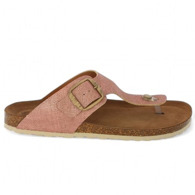 mule femme grande taille rose entre-doigts liège Shoesissime, vue coté