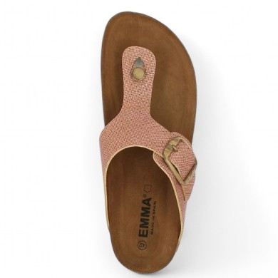 sandale rose grande taille entredoigts semelle liège Shoesissime, vue dessus