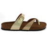 mule dorée femme grande pointure semelle liège Shoesissime, vue coté