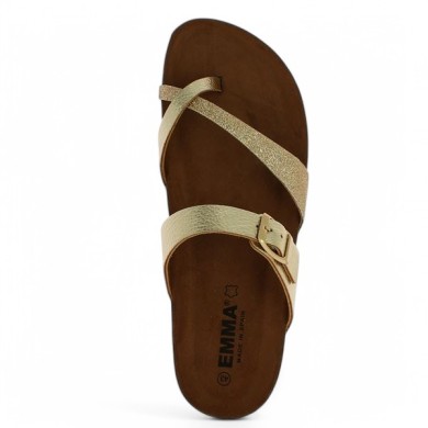 Nu-pieds doré femme 42, 43, 44, 45 entredoigts semelle liège Shoesissime, vue dessus