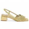 nu-pieds tressé doré petit talon 42, 43, 44, 45 Shoesissime, vue coté