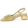 sandale tendance petit talon tressée dorée grande pointure femme mode Shoesissime, vue intérieure