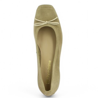 escarpin petit talon velours beige 42, 43, 44, 45 chaussures Shoesissime, vue dessus