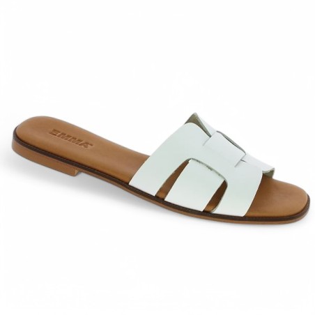 Claire - Women's white leather mule - Claquettes 42, 43, 44 - Shoesissime Claire - Women's white leather mule - Claquettes 42, 43, 44 - Shoesissime