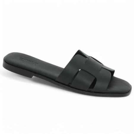 Claire - Women's black leather claquette - Mules 42, 43, 44 - Shoesissime Claire - Women's black leather claquette - Mules 42, 43, 44 - Shoesissime