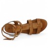 Roma - Sandale spatiate italienne cuir camel - Sandales grande taille femme - Shoesissime