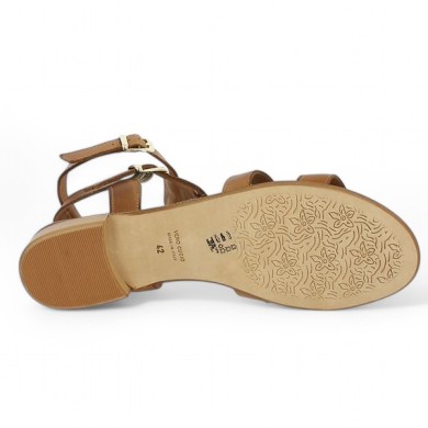 Roma - Sandale spatiate italienne cuir camel - Sandales grande taille femme - Shoesissime