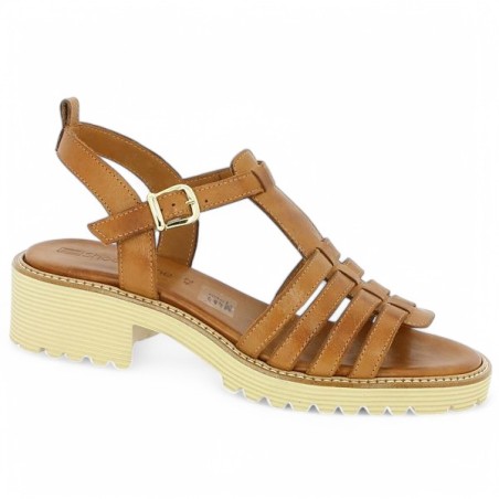 sandale camel petit talon femme grande taille Shoesissime, vue profil sandale camel petit talon femme grande taille Shoesissime, vue profil