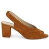 Discover "Louise", an elegant and comfortable sandal pump in camel suede leather. Available in large sizes (42-45) on