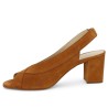 Discover "Louise", an elegant and comfortable sandal pump in camel suede leather. Available in large sizes (42-45) on