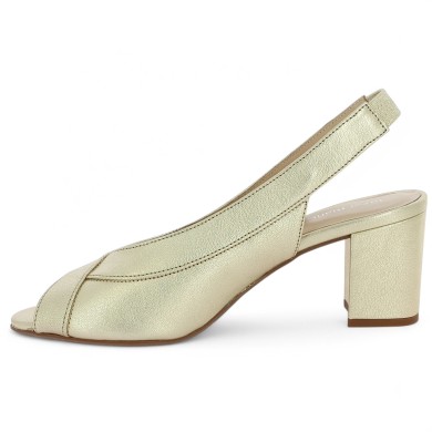Louise - Escarpin Sandale en Cuir Doré - Ceremonial Shoes Large Sizes - Shoesissime