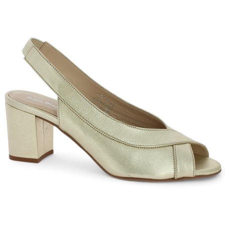 Louise - Escarpin Sandale en Cuir Doré - Ceremonial Shoes Large Sizes - Shoesissime Louise - Escarpin Sandale en Cuir Doré - Ceremonial Shoes Large Sizes - Shoesissime