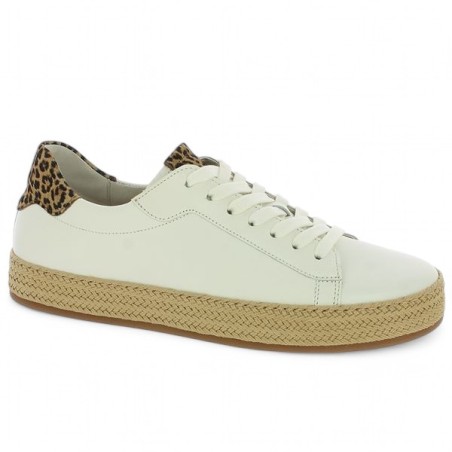 63.270.22 baskets Gabor grande taille cuir blanc et rafia Shoesissime, vue profil 63.270.22 baskets Gabor grande taille cuir blanc et rafia Shoesissime, vue profil
