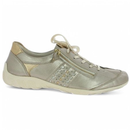 R3404-90 baskets Remonte métallisée grande taille 42, 43, 44, 45 Shoesissime, vue profil R3404-90 baskets Remonte métallisée grande taille 42, 43, 44, 45 Shoesissime, vue profil
