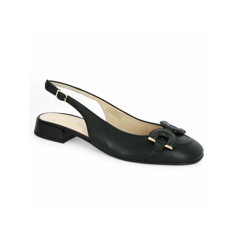 62.243.57 ballerine Gabor grande pointure bijoux cuir noir Shoesissime, vue profil