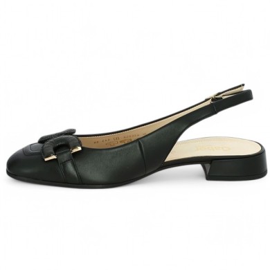 chaussure ouverte au talon femme habillée 42, 421.5, 43, 44 cuir noir et bijoux doré Shoesissime, vue intérieure