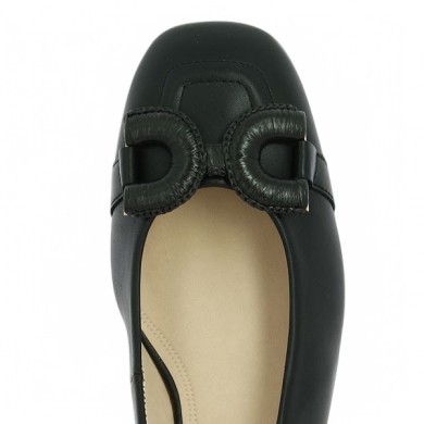 chaussure femme habillée 8, 8.5, 9, 9.5 cuir noir et bijoux doré Shoesissime, vue détails