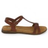 sandalette grande taille plate cuir camel femme Shoesissime, vue coté