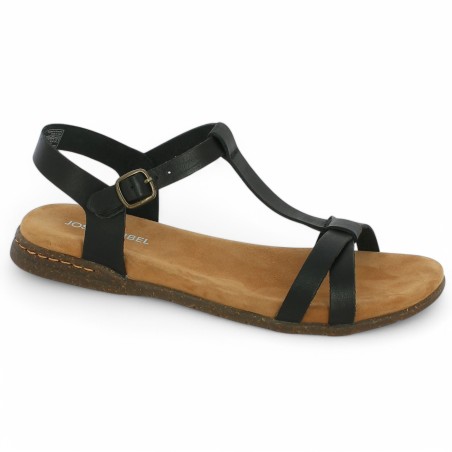 sandale plate noire femme 42, 43, 44, 45 Josef Seibel Shoesissime, vue profil sandale plate noire femme 42, 43, 44, 45 Josef Seibel Shoesissime, vue profil